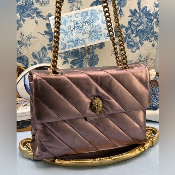 🆕 KURT GEIGER LONDON 🧿 NWOT Large Quilted Leather Soho Shoulder Bag, Metallic - Picture 2 of 15